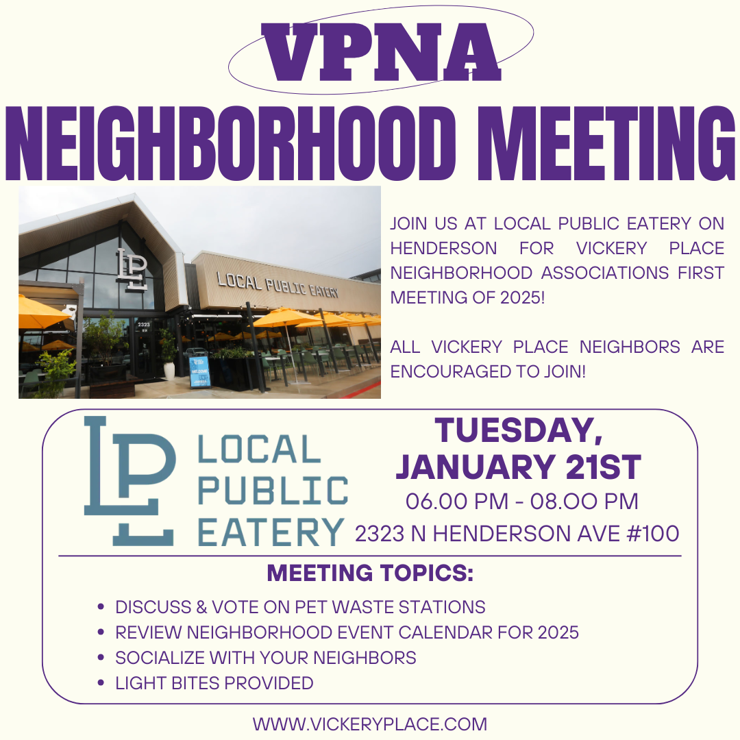 January Neighborhood Meeting 1/21/25 - 6PM @ Local Public Eatery